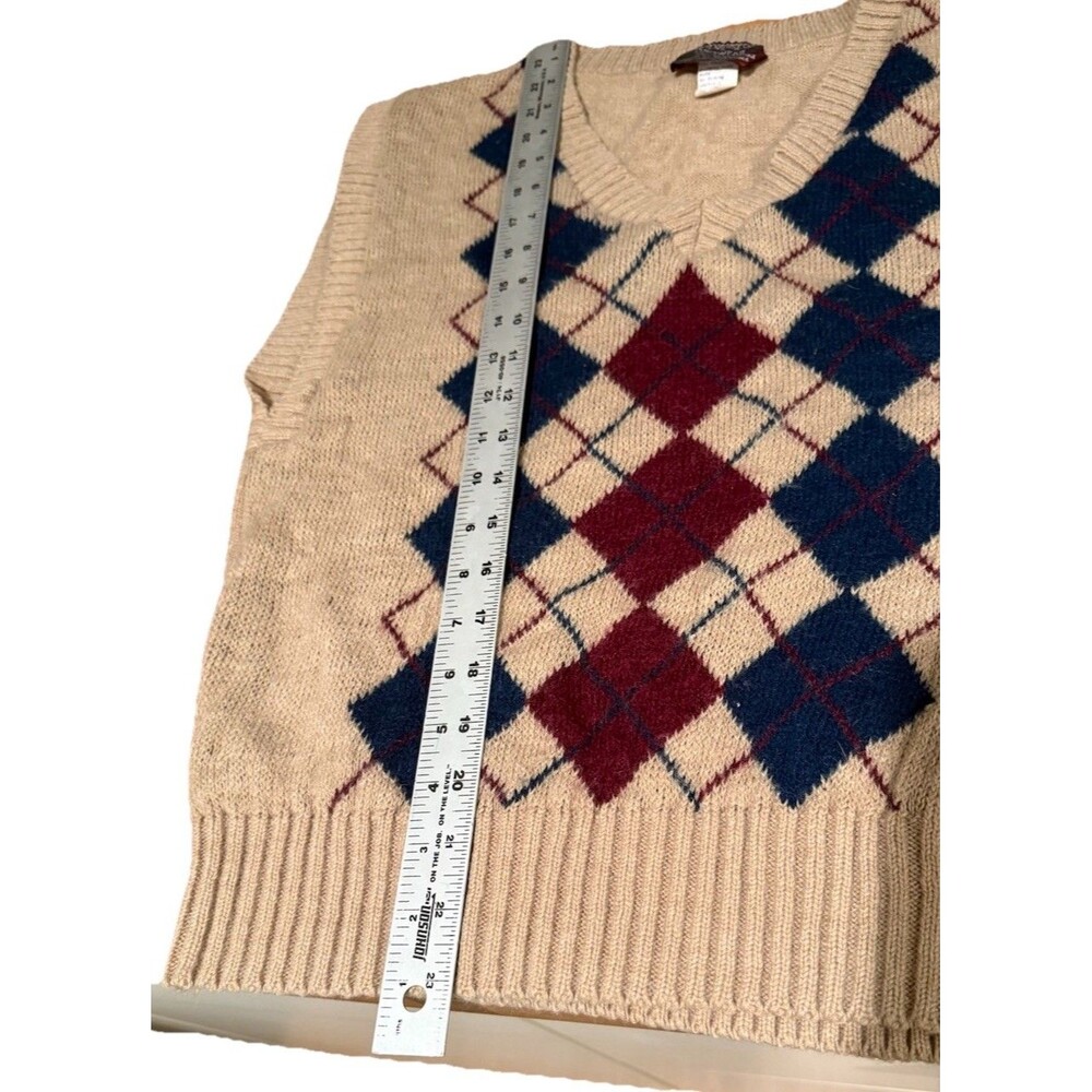 VTG 70/80s Mademoiselle Knitwear Argyle Sweater Vest Size Medium - Picture 4 of 7